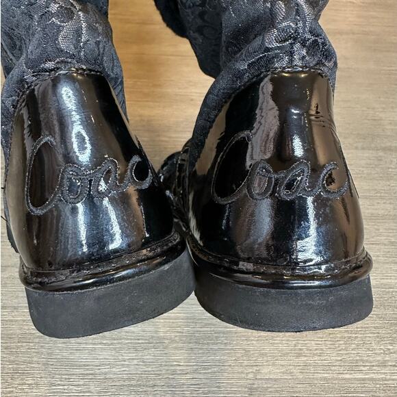 Coach Signature Nikole Womens Sz 7B Black shearling Roll Down Cuff Winter boots - Picture 4 of 9